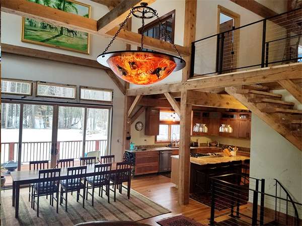 custom barn home with cathedral ceiling